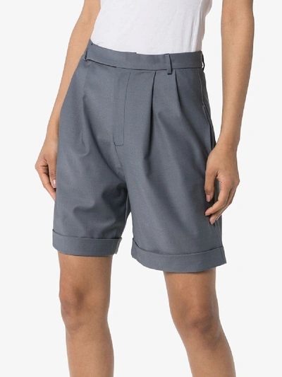 Shop Anouki Pleated Wool Shorts In Grey