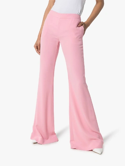 Shop Balmain Womens Pink Flared Crêpe Trousers