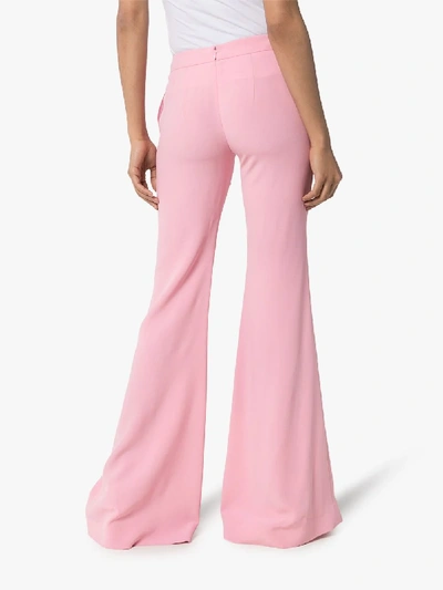 Shop Balmain Womens Pink Flared Crêpe Trousers