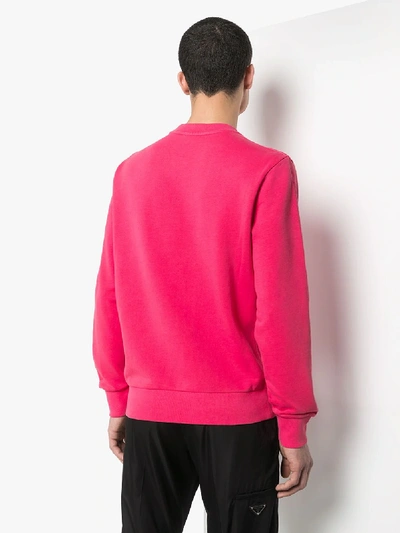 Shop Moncler Logo Embroidery Cotton Sweatshirt In Pink