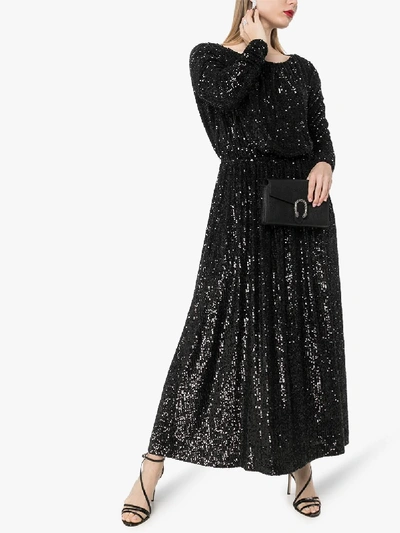 Shop Saint Laurent Sequin Maxi Dress In Black