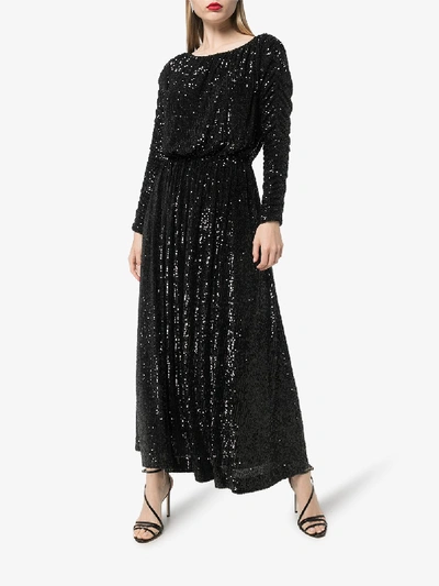 Shop Saint Laurent Sequin Maxi Dress In Black