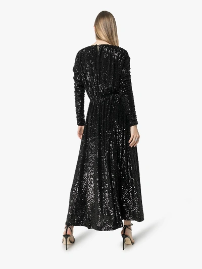 Shop Saint Laurent Sequin Maxi Dress In Black