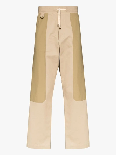 Shop Nicholas Daley Drawstring Tie Cotton Trousers In Neutrals