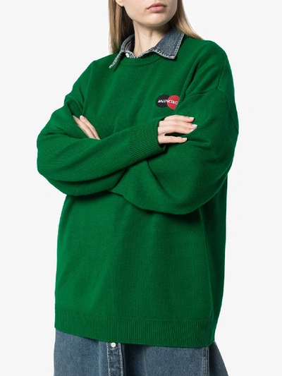 Shop Balenciaga Uniform Logo Cashmere Sweater In Green