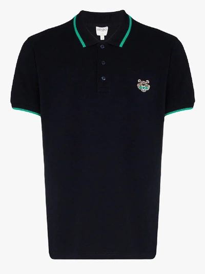 Shop Kenzo Mens Blue Fitted Tiger Polo Shirt