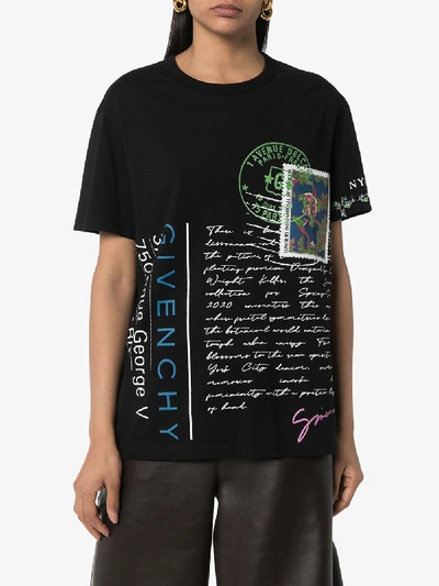Shop Givenchy Postcard Collage Cotton T-shirt In Black