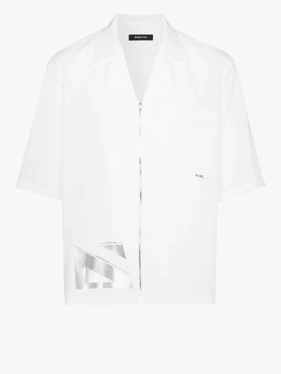 Shop Nulabel Mens White Zip-up Bowling Shirt