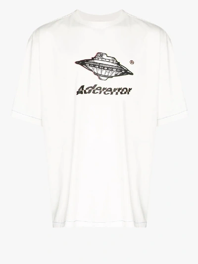Shop Ader Error Spaceship Logo Cotton T-shirt In White