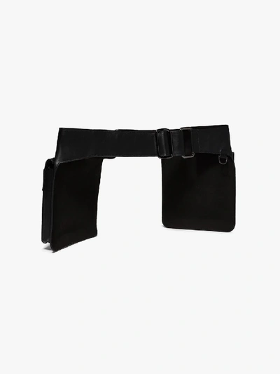 Shop Off-white Black Pocket Detail Leather Belt Bag