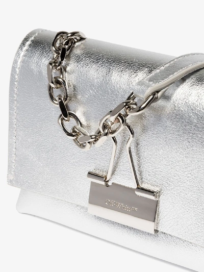 Shop Off-white Silver Tone Clip Soft Leather Mini Bag In Metallic