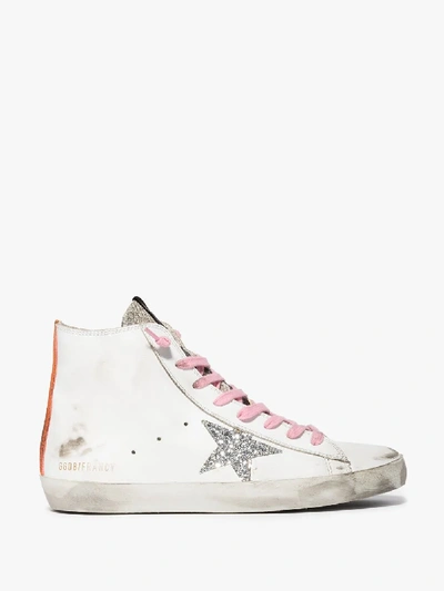 Shop Golden Goose White Francy Snake Effect And Glitter Sneakers