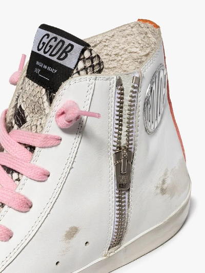 Shop Golden Goose White Francy Snake Effect And Glitter Sneakers