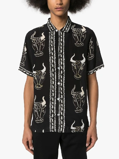 Shop Endless Joy Larnax Aloha Printed Shirt In Black