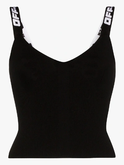 Shop Off-white Black Logo Strap Knit Vest