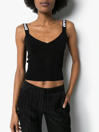 Shop Off-white Black Logo Strap Knit Vest