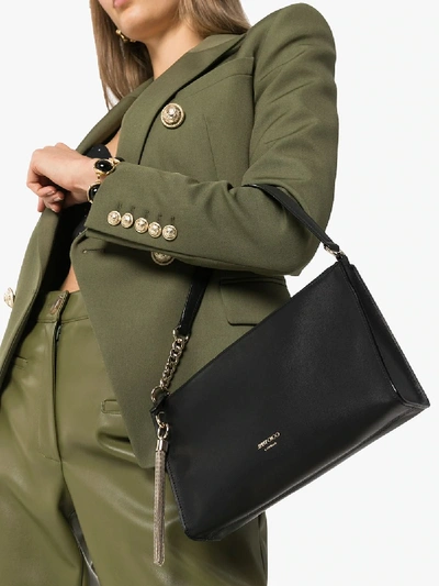 Shop Jimmy Choo Black Callie Mini Hobo Leather Shoulder Bag
