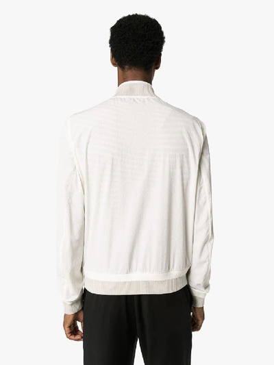 Shop Ermenegildo Zegna Seersucker Bomber Jacket In White