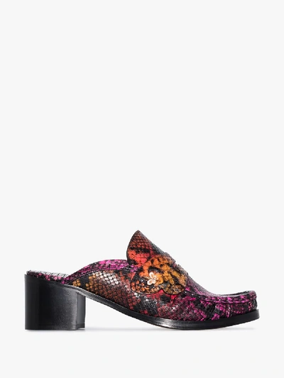 Shop Sophia Webster Pink X Patrick Cox Multicoloured Iconic 60 Snake Effect Leather Mules