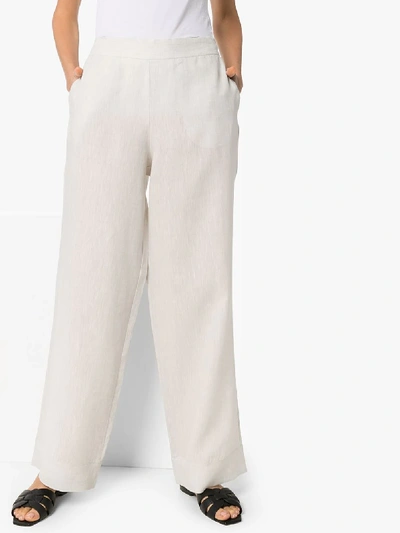 Shop Asceno Rivello Organic Cotton Wide Leg Trousers In Neutrals
