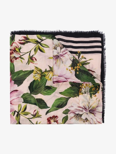 Shop Dolce & Gabbana Multicoloured Floral Print Scarf In Pink