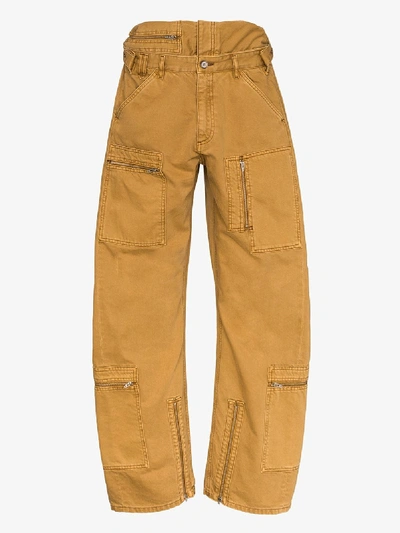 Shop Y/project Loose Fit Cotton Cargo Trousers In Brown