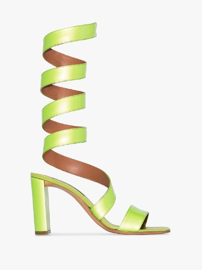 Shop Y/project Lime Green 100 Wrap-around Leather Sandals In Yellow