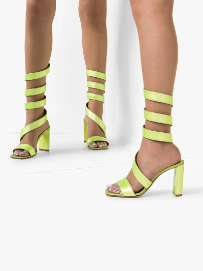 Shop Y/project Lime Green 100 Wrap-around Leather Sandals In Yellow