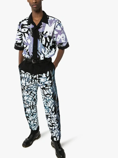 Shop Liam Hodges X Alfie Kungu Graphic Print Cotton Shirt In Blue