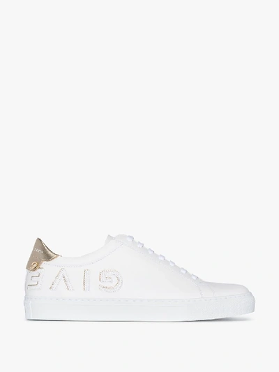 Shop Givenchy White Reverse Logo Leather Sneakers