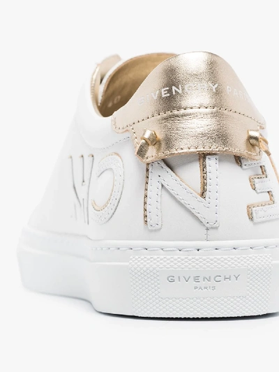 Shop Givenchy White Reverse Logo Leather Sneakers