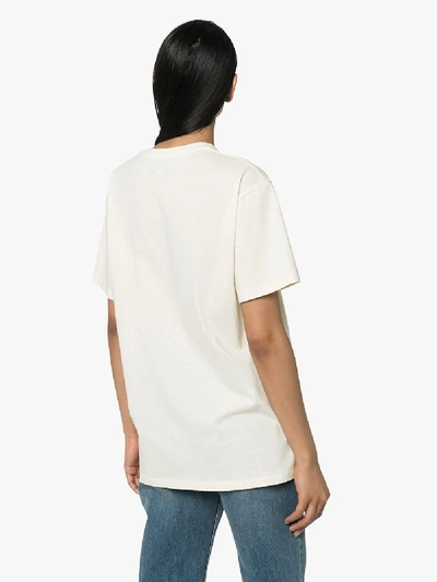Shop Gucci Logo Boutique Cotton T-shirt In White