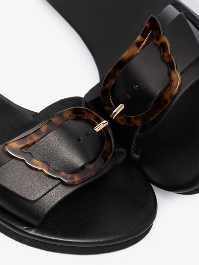 Shop Ancient Greek Sandals Black Aglaia Leather Slides
