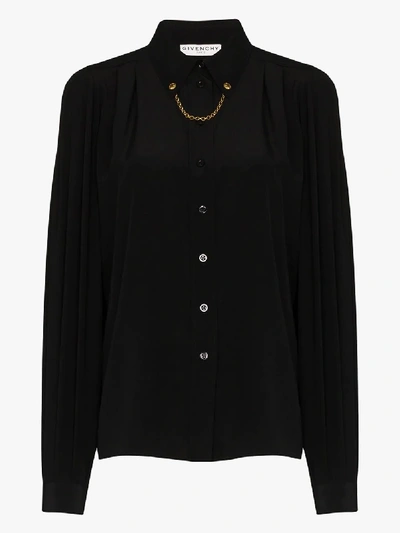 Shop Givenchy Chain Detail Silk Shirt In Black