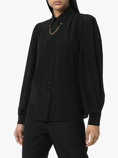 Shop Givenchy Chain Detail Silk Shirt In Black