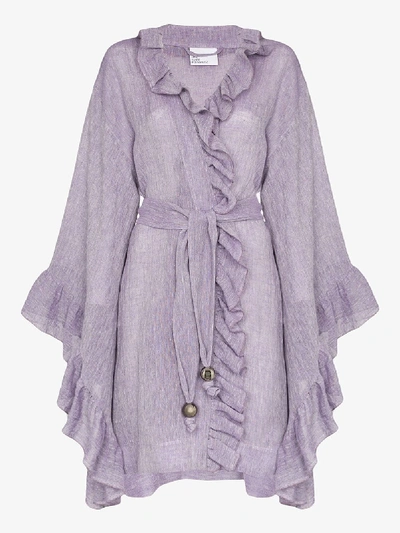 Shop Lisa Marie Fernandez Purple Anita Ruffled Robe Jacket