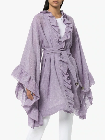 Shop Lisa Marie Fernandez Purple Anita Ruffled Robe Jacket