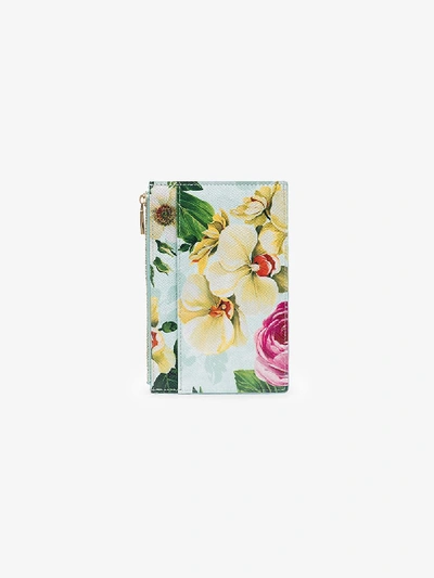 Shop Dolce & Gabbana Multicoloured Floral Print Leather Wallet In Blue