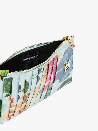 Shop Dolce & Gabbana Multicoloured Floral Print Leather Wallet In Blue