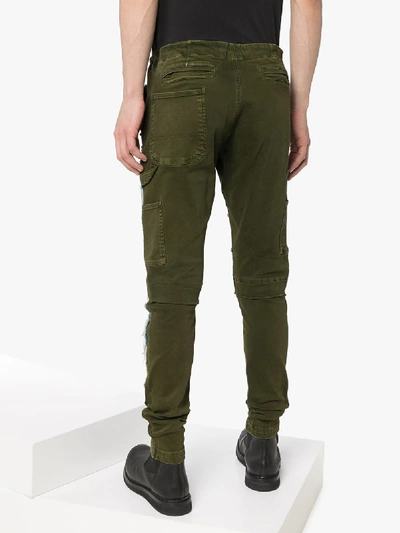 Shop Greg Lauren Patchwork Slim Leg Trousers In Green