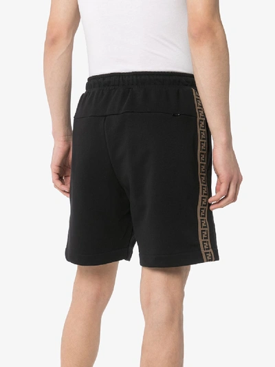 Shop Fendi Ff Logo Band Track Shorts In Black