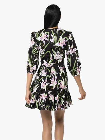 Shop Borgo De Nor Anita Floral Print Cotton Mini Dress In Black