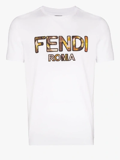 Shop Fendi Roma Logo Cotton T-shirt In White