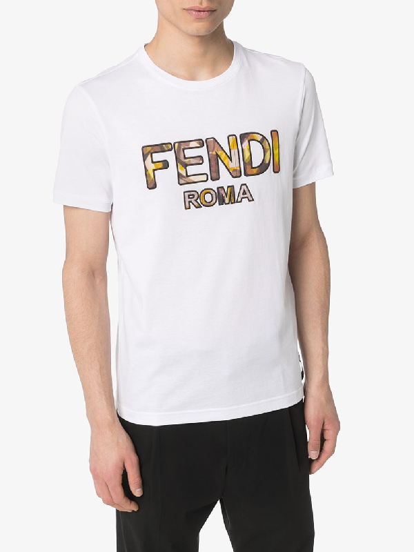 Fendi Roma Logo-appliqué T-shirt In White | ModeSens