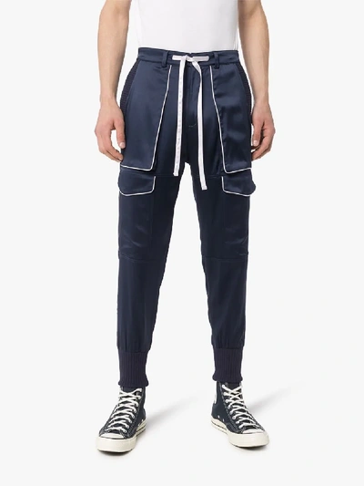 Shop Nahmias Workman Silk Cargo Trousers In Blue