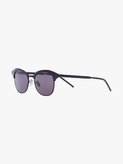 Shop Saint Laurent Black 356 Matte Round Sunglasses