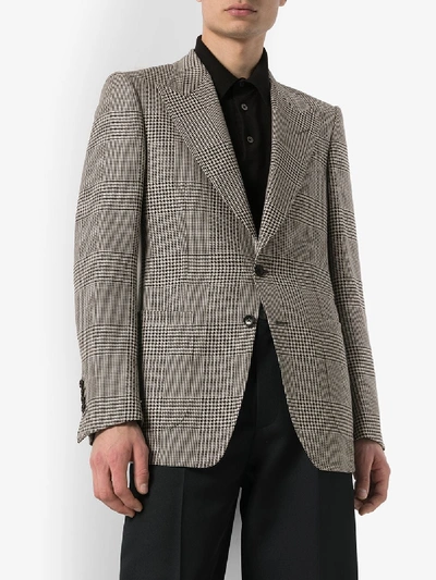 Shop Tom Ford Houndstooth Single-breasted Blazer In Grey