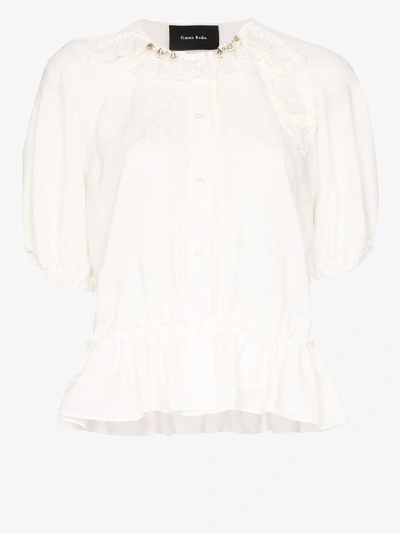 Shop Simone Rocha Bubble Embroidered Blouse In White