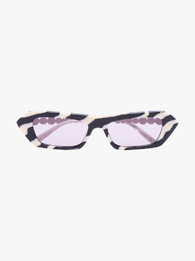 Shop Gucci Black And White Zebra Striped Sunglasses