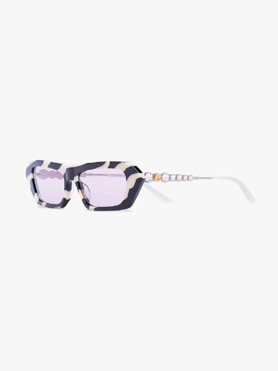Shop Gucci Black And White Zebra Striped Sunglasses